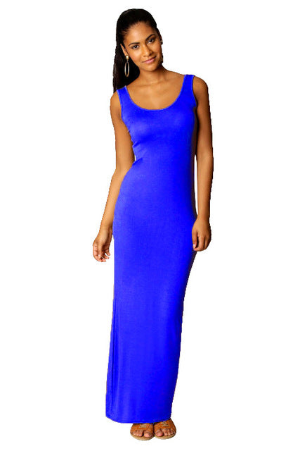 Elegant  Sexy Dress O-Neck Sleeveless Slim Maxi Dress