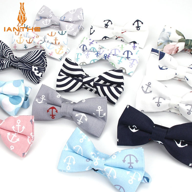 Cotton Vintage Anchor Print Bow Tie Butterfly Bowtie Tuxedo Flower Bows Prom Party Accessories