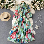 2021 New Summer Print Chiffon Beach Dress