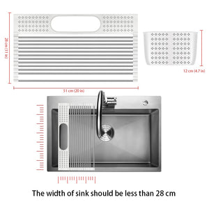 Dish Drainer Over Sink For Kitchen Organizer Multi-Use Roll-up Drying Foldable Rack  Fruit Vegetable Meat Mat