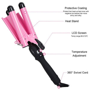 New Arrival Hair Curling Iron LED Ceramic Triple Barrel