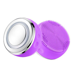 2in1 LED Light Silicone Heating Face Cleanser Massage