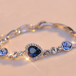 Classic Ocean Heart Crystal Silver Bracelets