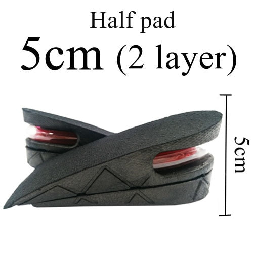 3-7.5cm Invisible Height Increase Insole Cushion Height Lift Adjustable Cut Shoe Heel Insert Taller Support Absorbant Foot Pad