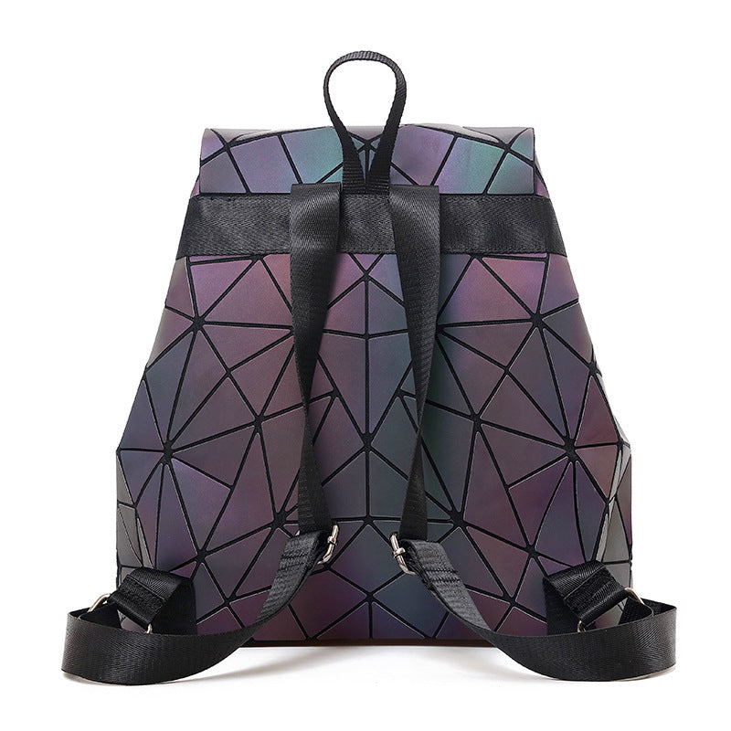 Women Backpack Luminous Geometric Plaid Sequin