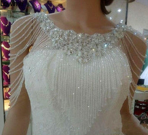 White Bolero Appliques Crystals Bridal