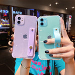 Soft Transparent Wrist Strap Phone Case For iPhone 11 12 mini Pro Max X XR Xs Max 7 8 Plus SE  Kickstand Cases Cover