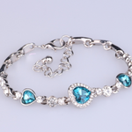 Classic Ocean Heart Crystal Silver Bracelets