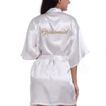 Bridal Party Robe Letter Bride on the Robe Back Women Short Satin