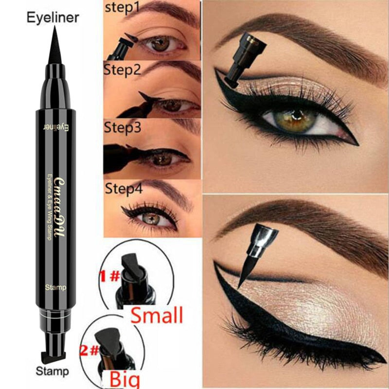 Cmaadu 2 In1 Stamp Seal Eyeliner Pen Waterproof Liquid Eyeliner