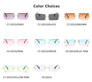 Retro Sunglasses Women Brand Designer Fashion Rimless Gradient Sun Glasses Shades Cutting Lens Ladies Frameless Eyeglasses