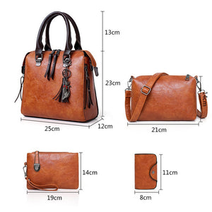 ValenKuci  Leather Shoulder Messenger Bag Tote Bag Bolsa 4pcs/Set