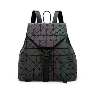 Women Backpack Luminous Geometric Plaid Sequin