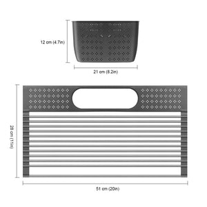 Dish Drainer Over Sink For Kitchen Organizer Multi-Use Roll-up Drying Foldable Rack  Fruit Vegetable Meat Mat