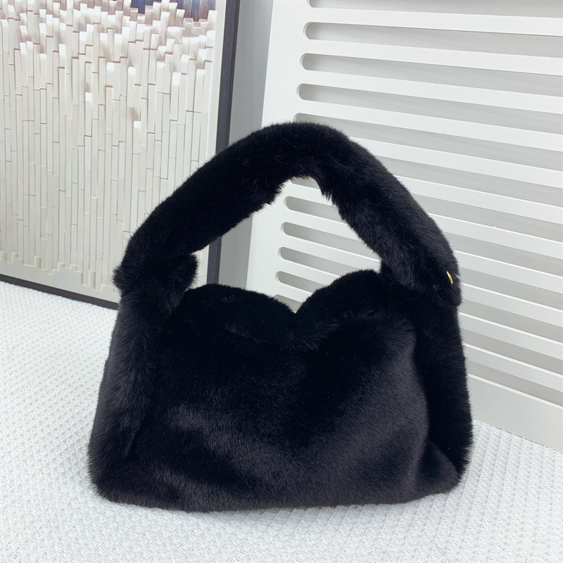 New Style Faux Mink Fur Soft Bag In Autumn