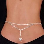 Sexy Glittery Silver Rhinestone Crystal Body Chain