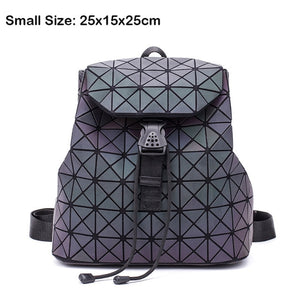 Women Backpack Luminous Geometric Plaid Sequin