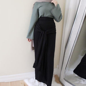 Muslim Islamic ethnic skirts Womens skirt autumn winter Long Belted Pencil Skirt