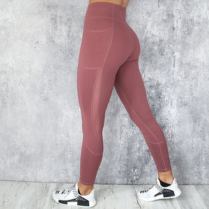 Pocket Solid Sport Yoga Pants High Waist