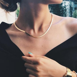 Gold Blade chain Choker Necklace