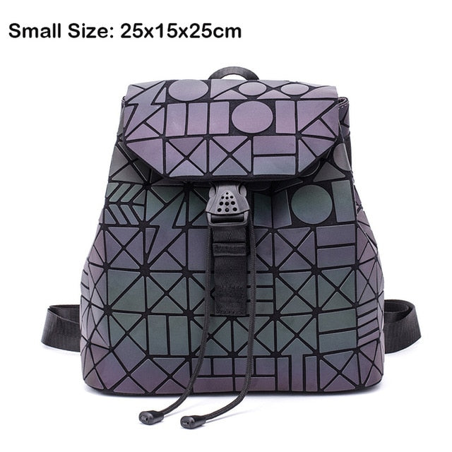 Women Backpack Luminous Geometric Plaid Sequin