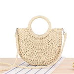 Yogodlns Handmade Half-Round Rattan Woven Straw Bag