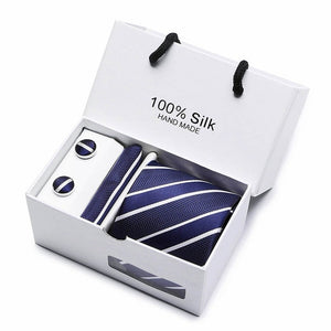 Plaid Men Ties Set Extra Long Size 145cm*8cm Necktie navy blue Paisley Silk Jacquard Woven Neck Tie