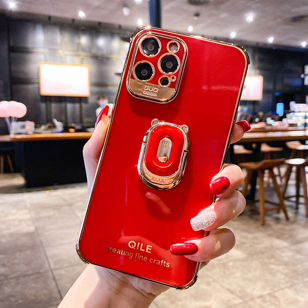 Boucho Luxury electroplating phone case for iphone 12 Pro MAX 11 Pro XS XR X SE 6 6s 7 8 plus 12Mini Phone Holder Ring Grip Case