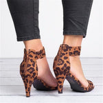 Women Flock Square Heel Leopard