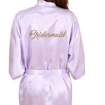 Bridal Party Robe Letter Bride on the Robe Back Women Short Satin