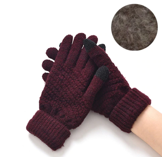 Miya Mona Hot Selling New Women Warm Winter Knitted Full Finger Gloves Mittens Girl Female Solid Woolen Gloves Screen Luvas