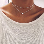 Necklace Heart shape Double Chain