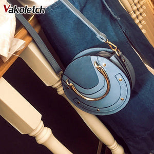 Mini PU Leather Handbag One Shoulder Cross-body Bag Small Round Package Women bag Messenger Bags