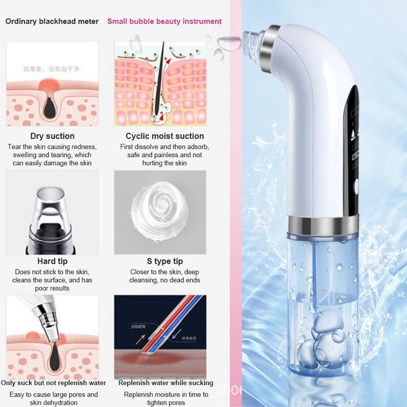 Hydro dermabrasion Blackhead Remover USB Rechargeable Water Cycle Pore Acne Pimple Removal