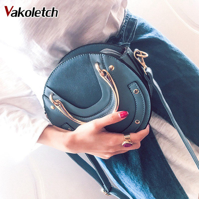 Mini PU Leather Handbag One Shoulder Cross-body Bag Small Round Package Women bag Messenger Bags