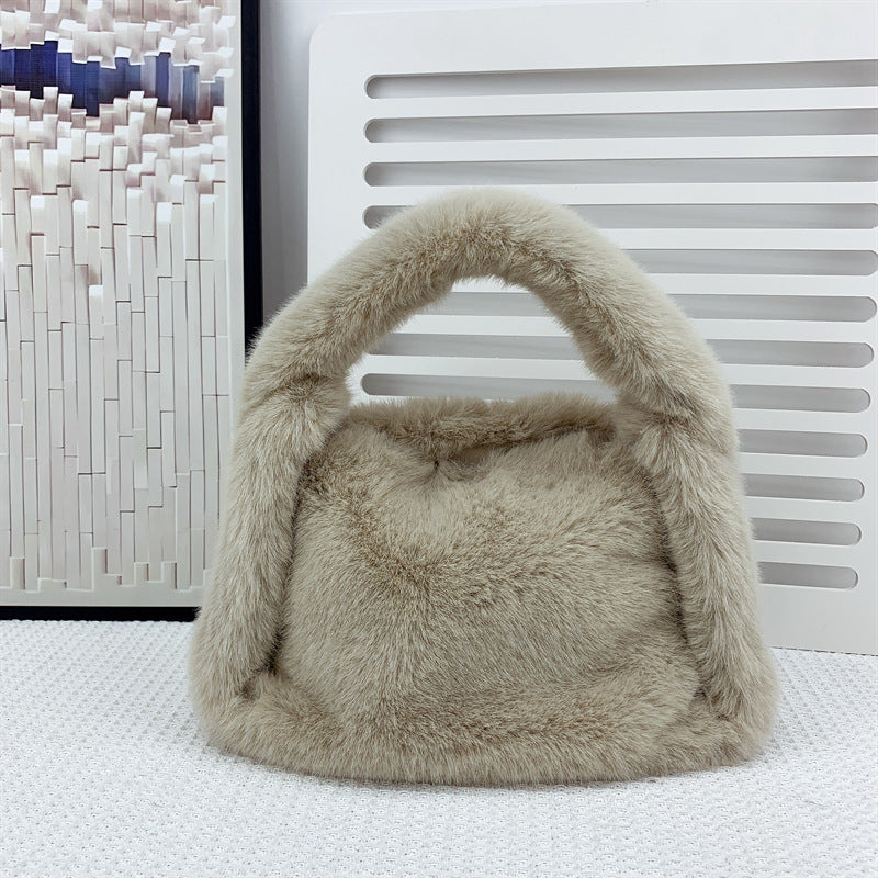 New Style Faux Mink Fur Soft Bag In Autumn