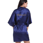 Bridal Party Robe Letter Bride on the Robe Back Women Short Satin