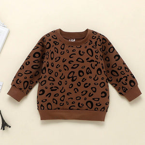 Infant Baby Girls Boys Leopard Clothes Long Sleeve Print Casual Loose T-shirt Tops Pants Outfits Clothing