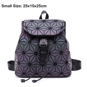 Women Backpack Luminous Geometric Plaid Sequin