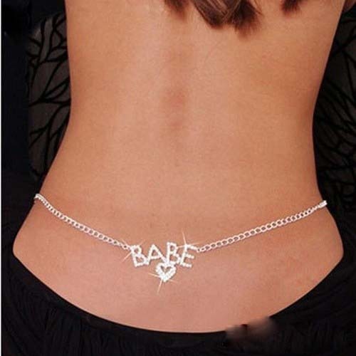 Sexy Glittery Silver Rhinestone Crystal Body Chain