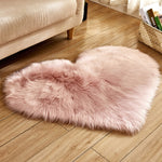 Love Heart Rugs Artificial Wool Hairy Carpet Faux Floor Mat Fur Plain Fluffy Area Rug Soft Living Room Carpet Bedroom Floor Mat