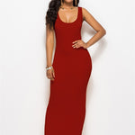 Elegant  Sexy Dress O-Neck Sleeveless Slim Maxi Dress