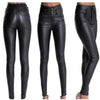 Women stretchy faux leather pants, skinny high waist