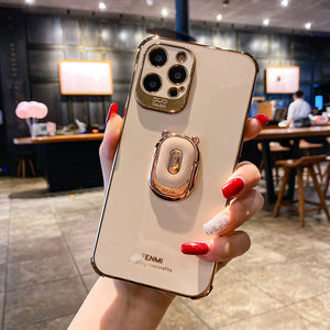 Boucho Luxury electroplating phone case for iphone 12 Pro MAX 11 Pro XS XR X SE 6 6s 7 8 plus 12Mini Phone Holder Ring Grip Case