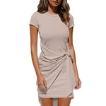 Summer Women Dress Self Tie Draped T-Shirt Dress