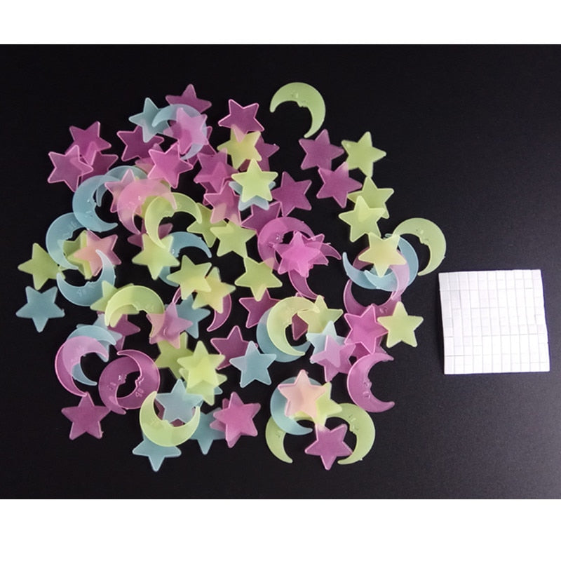 100Pcs/set Night luminous Moon Star Stickers