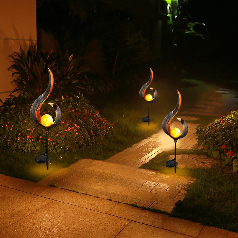 Solar Power Metal LED Ornament Landscape Light Outdoor Flame