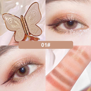 New Fashion 6 Colors Butterfly Eye Shadow Palette Glitter Shimmer Matte Eyes Makeup Waterproof Long-lasting Easy to Color TSLM2