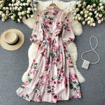 2021 New Summer Print Chiffon Beach Dress