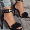 Black High Thin Heels Ankle Strap Platform